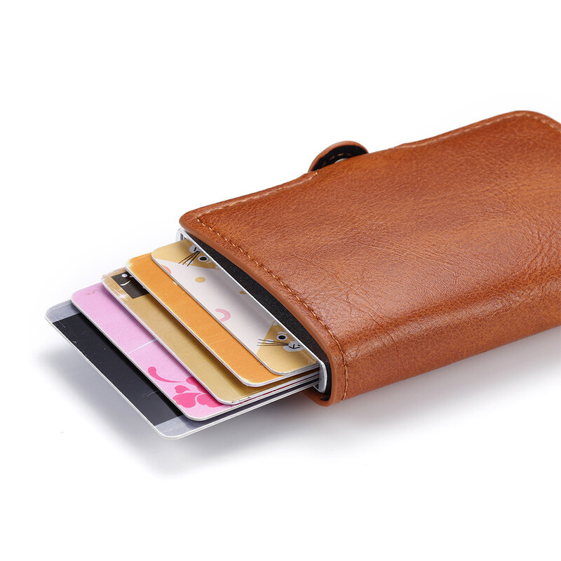 เหรียญกระเป๋า PU หนังกระเป๋าเก็บบัตรความปลอดภัยมัลติฟังก์ชั่นการ์ดสั้นกระเป๋าเงินใส่บัตรสำหรับผู้ชายและผู้หญิง RFID Blocking กระเป๋าใส่เงิน