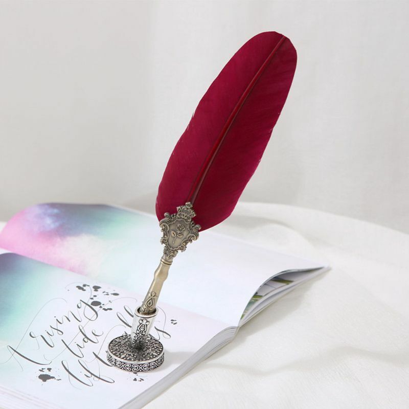 Pluma estilográfica clásica Retro Dip, pluma con tinta de escritura, juego de 5 puntas, caja de regalo de papelería
