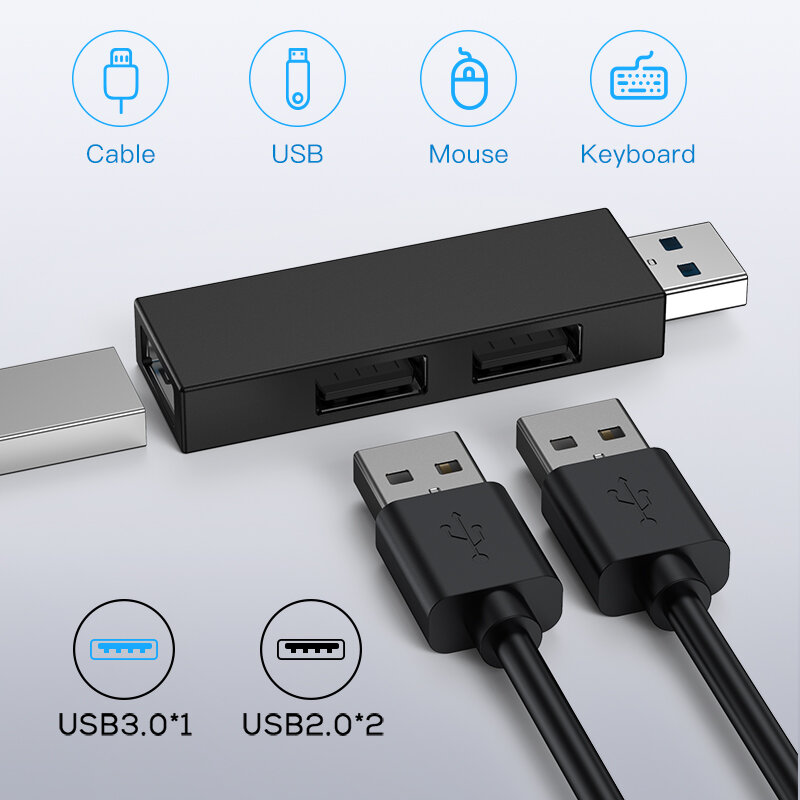 USB-концентратор с тремя портами и разветвителем, 2,0, 3,0 дюйма