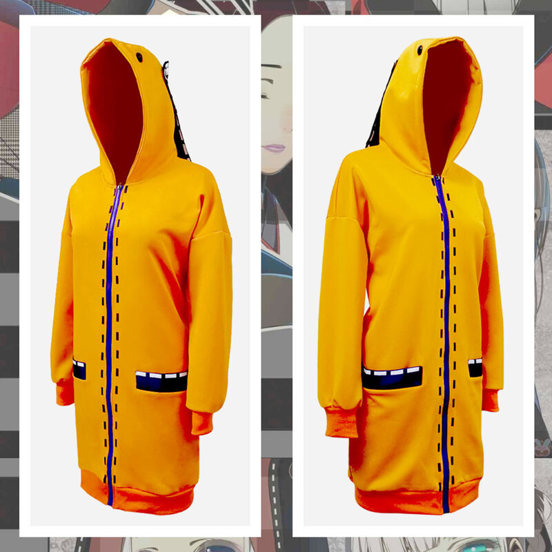 ملابس تنكرية لشخصية أنيمي يومودوكي رونا ملابس تنكرية للبنات معطف برتقالي للنساء معطف مع قلنسوة وسحاب