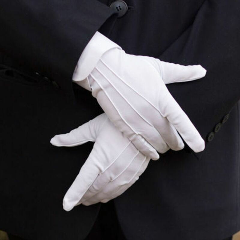 Luvas brancas unissex protetor de mãos, mágico honor guarda, dedos completos, vestimenta formal, recepção, parada, trabalho, insurancen