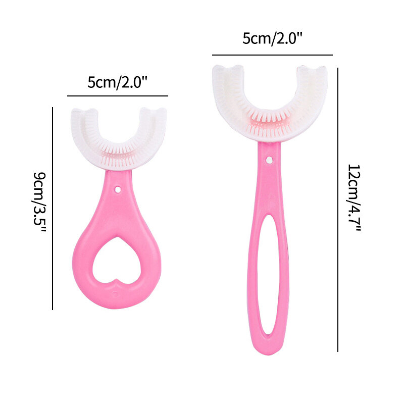 Cepillo de dientes en forma de U para bebé, 360 grados, suave, de silicona, para limpieza bucal