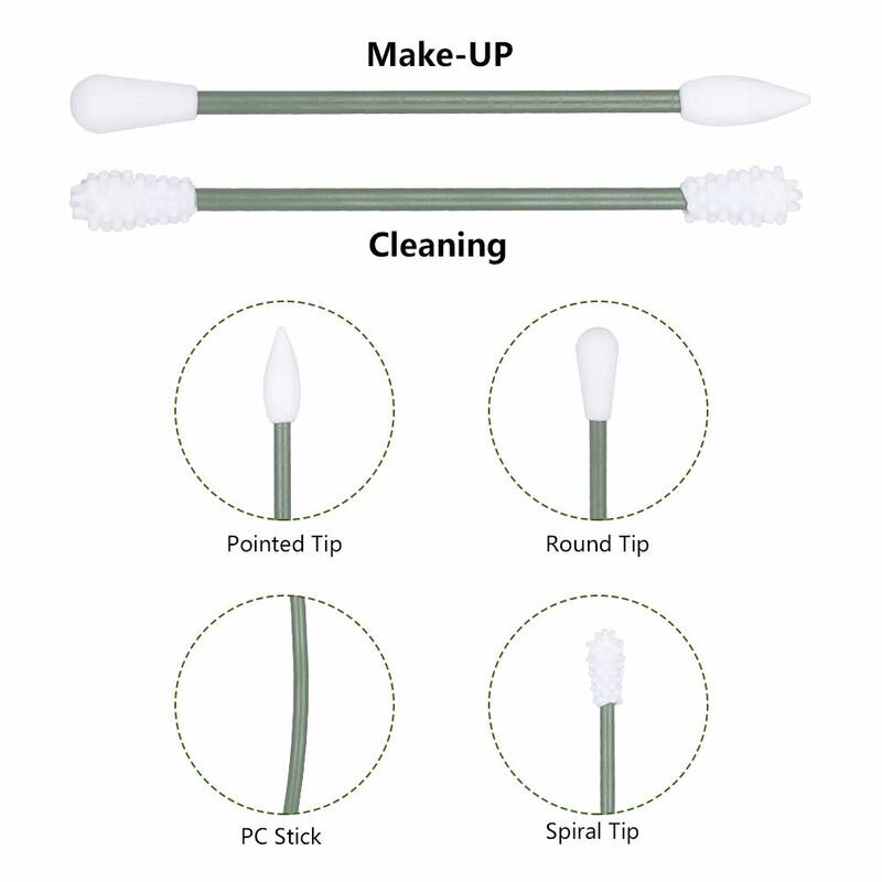 Bastoncillos de algodón reutilizables para limpieza de orejas, bastoncillos de silicona para cosméticos, reciclaje de doble cabeza para limpieza de maquillaje