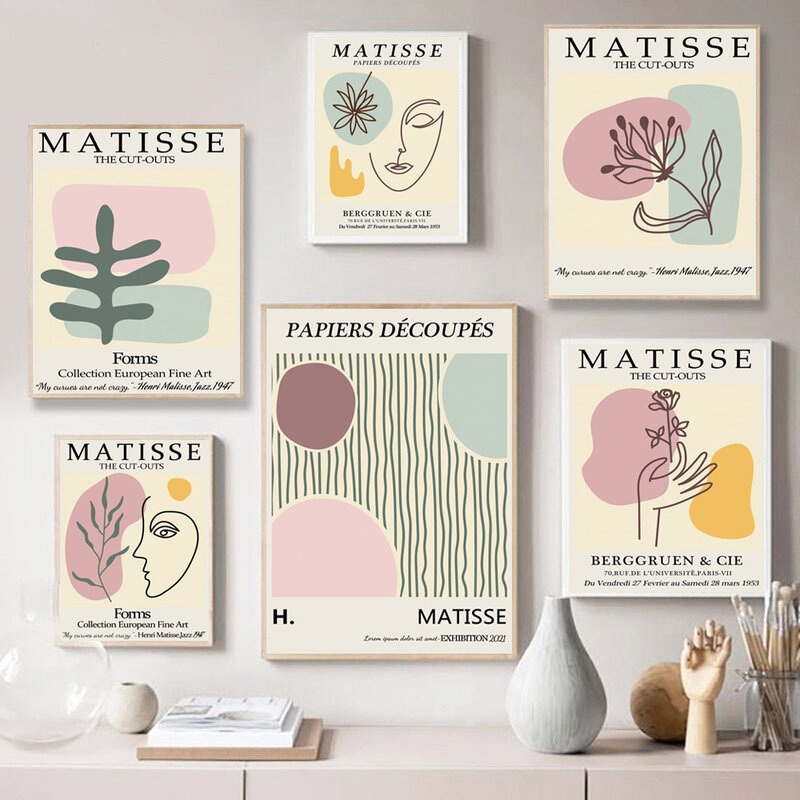 Nordic Modern Minimalist Art Matisse โปสเตอร์บทคัดย่อภาพวาดผ้าใบห้องนั่งเล่น Corridor สำนักงานตกแต่งบ้านภาพจิตรกรรมฝา...