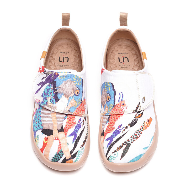 新しい UIN 子供靴日本シリーズ鯉吹流しデザインアート塗装軽量快適子供スニーカーガール/少年サイズ 25-34