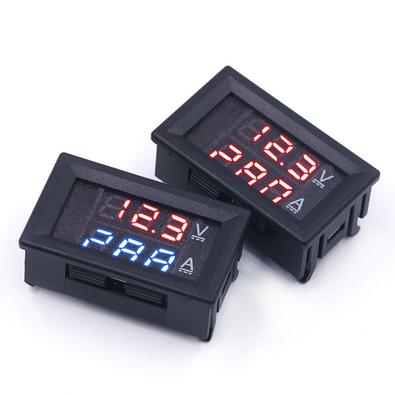 Voltmètre numérique DC 0-100V 10a, double affichage, ampèremètre, détecteur de tension, panneau de mesure de courant, ampèremètre, 0.28 "rouge bleu