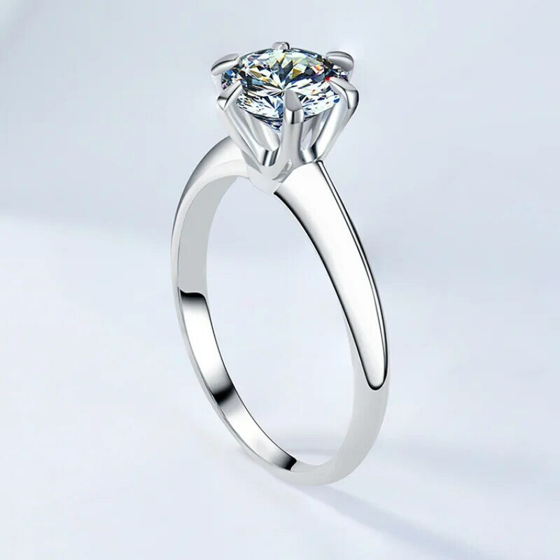 925 prata esterlina anel 0.5ct 1ct clássico diamante jóias moissanite festa de casamento aniversário coreano