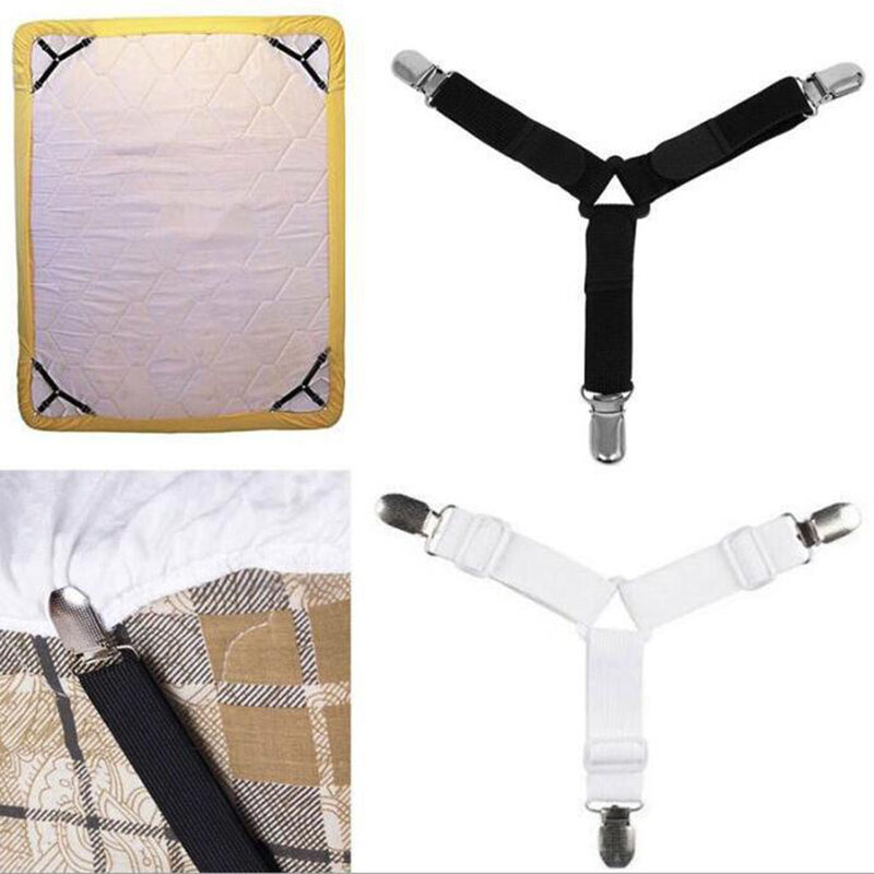 Braçadeira para lençol de cama, clipe antiderrapante elástico para colchão, lençol, 4 lâminas, material têxtil para casa