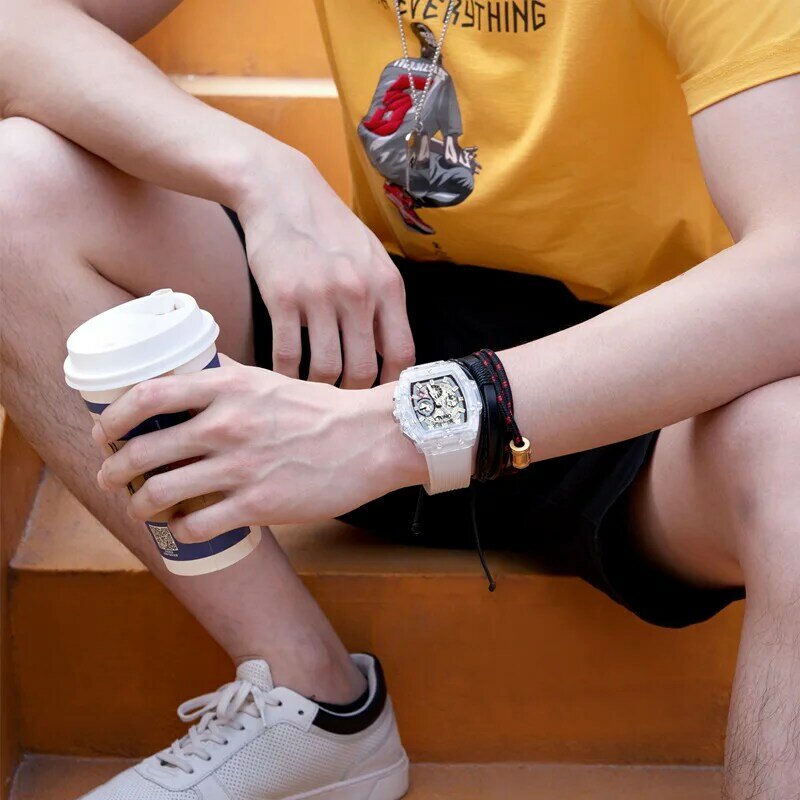 방수 탑 브랜드 남성 클래식 쿼츠 시계 실리콘 스트랩 비즈니스 인기 캐주얼 남성 시계