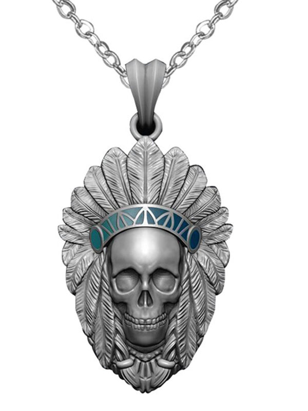 Hip Hop Jewelry Indian Chief Head Pendant Neckalce Men Jewelry Alloy Necklaces Jewelry