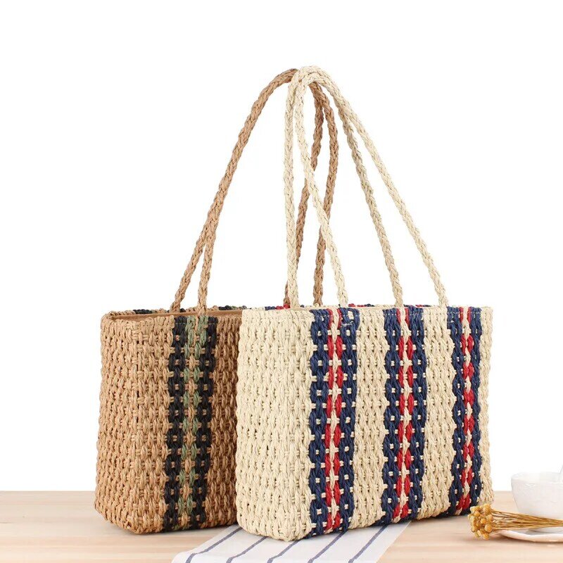 YoReAi новая женская сумка, Женская сумочка, соломенные льняные пляжные сумки, большие сумки-тоуты для лета, цветные сочетающиеся плетеные пле...