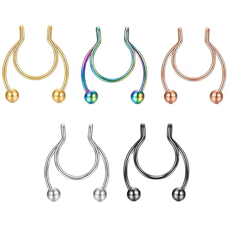 Faux Piercing magnétique pour femmes, anneau de nez en alliage, Septum, bijoux de corps, cadeaux à la mode, 2021