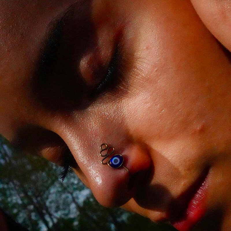 Faux anneau de nez en acier inoxydable, 1 pièce, spirale, Non Piercing, Clip, faux œil, Piercing, bijoux d'oreille