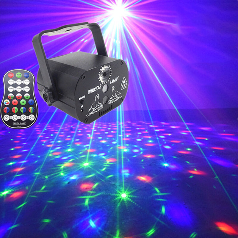 Miniproyector de luz de discoteca RGB para DJ, Láser LED de escenario, lámpara verde roja y azul, recargable vía USB, para boda, fiesta de cumpleaños, discoteca, Club de DJ