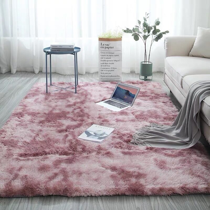 회색 카펫 넥타이 염색 플러시 부드러운 카펫 거실 침실 안티-슬립 바닥 매트 침실 물 흡수 카펫 러그