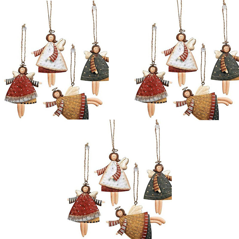 ديكور الملائكة المعدنية الراقصة ، زخارف الكريسماس بألوان مختلفة ، ملاك راقص ، شجرة الكريسماس ، 12 لكل مجموعة
