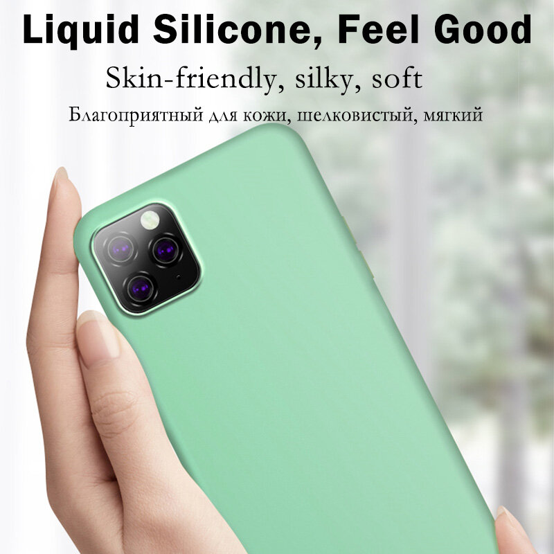 Capa de silicone líquido para iphone, capa macia, compatível com os modelos 7, 8, 6s, 6 plus, 11 pro, max, xr, x, xs, max, se 2020