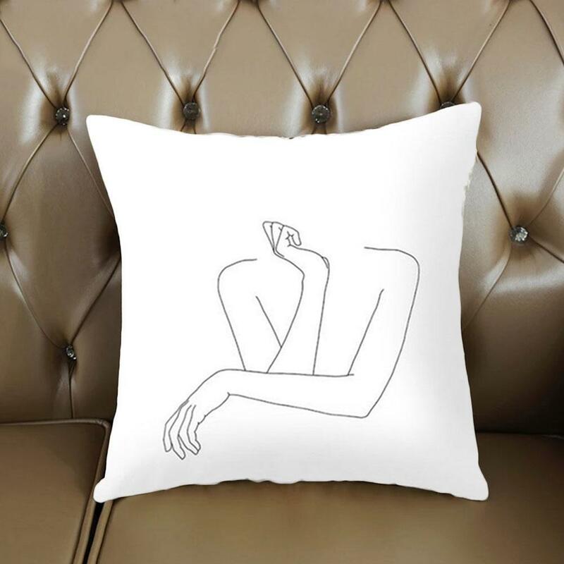 New Peach Skin Abstract White and Black Cushion Pillowcase Without Car Cushion Core Cover Pillowcase Pillow Waist H3J4