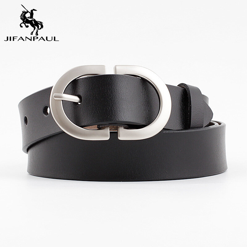 JIFANPAUL-cinturones de cuero genuino para mujer, Correa femenina con hebilla de Pin, elegante, Vintage, para Vaqueros