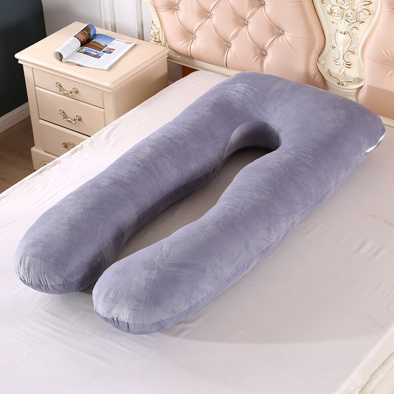 アップグレードされた妊娠中の綿の枕,長いu字型のクッション,完全な詰め物,妊娠中の女性のためのマタニティ枕
