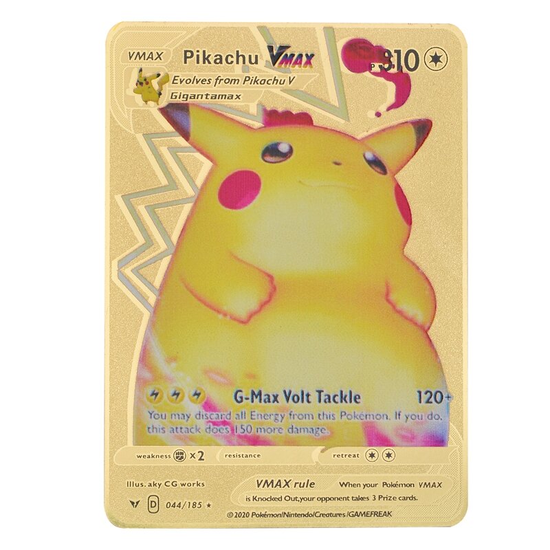 Pokemon Game Battle Card Gold Metal Card Charizard Pikachu V VMAX GX Collection Cards Toys For  Children's Birthday Gifts
