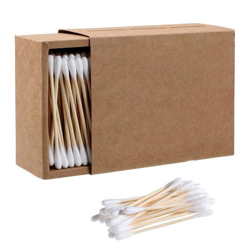 200PCS/Box Double Head Cotton Swab Makeup colorful Cotton Buds Tip For Medical Wood Sticks Nose Ears Cleaning Health Care Tools