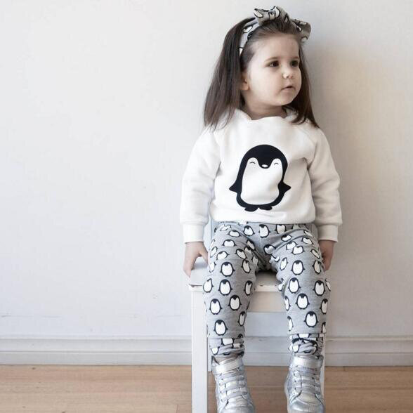 Pasgeboren Baby Baby Kleding Outfits 2020 Fashion Lange Mouw Pinguïn T-shirt + Broek + Hoofdband 3Pcs Baby Jongens Meisjes kleding Sets