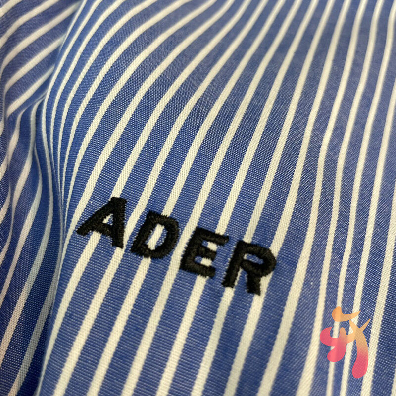 韓国adererrorシャツ高品質巾着縦縞長袖シャツ特大の男性の女性のadererrorカジュアルシャツ