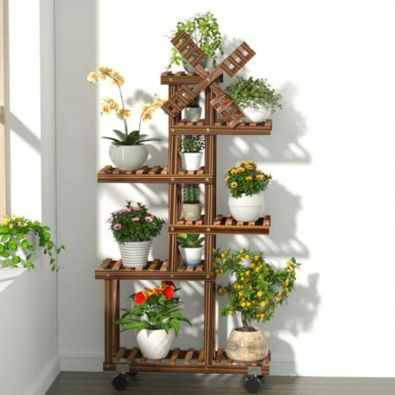 Подставки для растений, деревянный садовый бонсай, прочный держатель для горшков, балкона, многоуровневый держатель для цветов