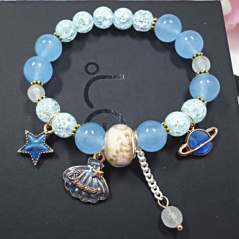 Bracelet de perles en céramique, pierre de fleur, cristal, coquille de dauphin, pour femmes