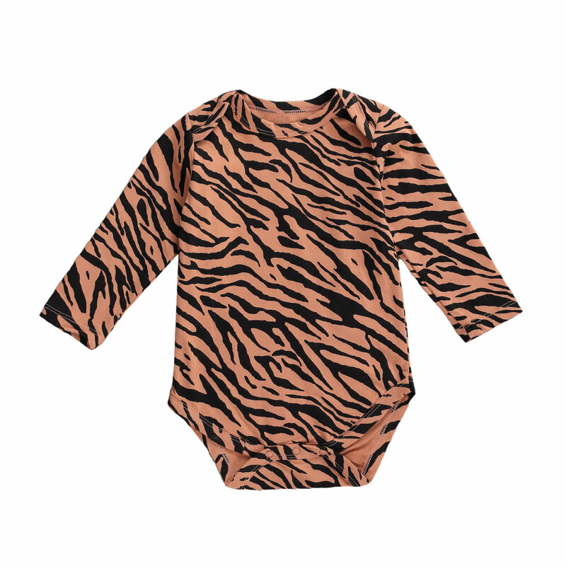 Vêtements décontractés pour bébés filles, combinaison à manches longues, col rond, imprimé dessin animé léopard zèbre, 0-2T, automne 2020