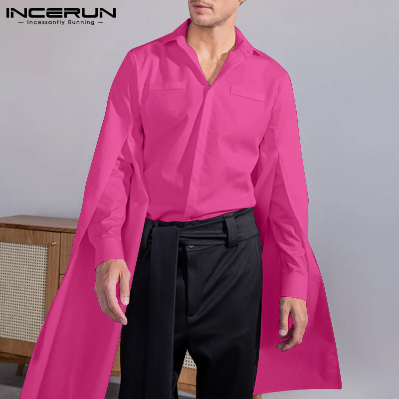 Estilo americano bonito bem adequado blusa masculina de cor sólida solto casual streetwear queimado camisas de manga comprida S-5XL topos 2021