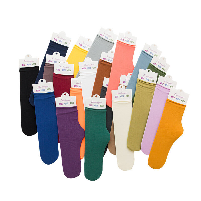 27 cores de verão meias de veludo feminino meias finas japonês pilha meias no tubo jacquard gelo meias de ondulação all-match
