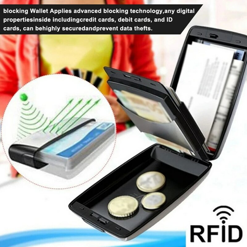 ใหม่ RFID มัดและการถอนกระเป๋าสตางค์บัตรเครดิตผู้ถือกระเป๋าสตางค์ผู้ชายผู้หญิงโลหะ RFID Vintage อลูม...