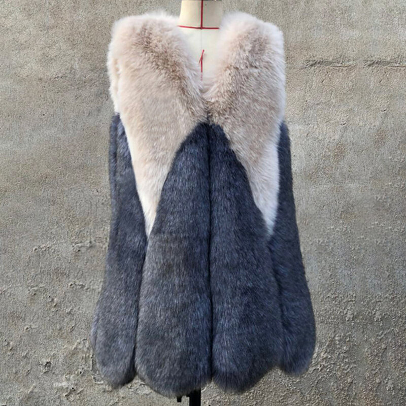 Chaleco de piel de zorro Fuax sin mangas para mujer, chaqueta cálida de lujo a la moda para otoño e invierno, 2020