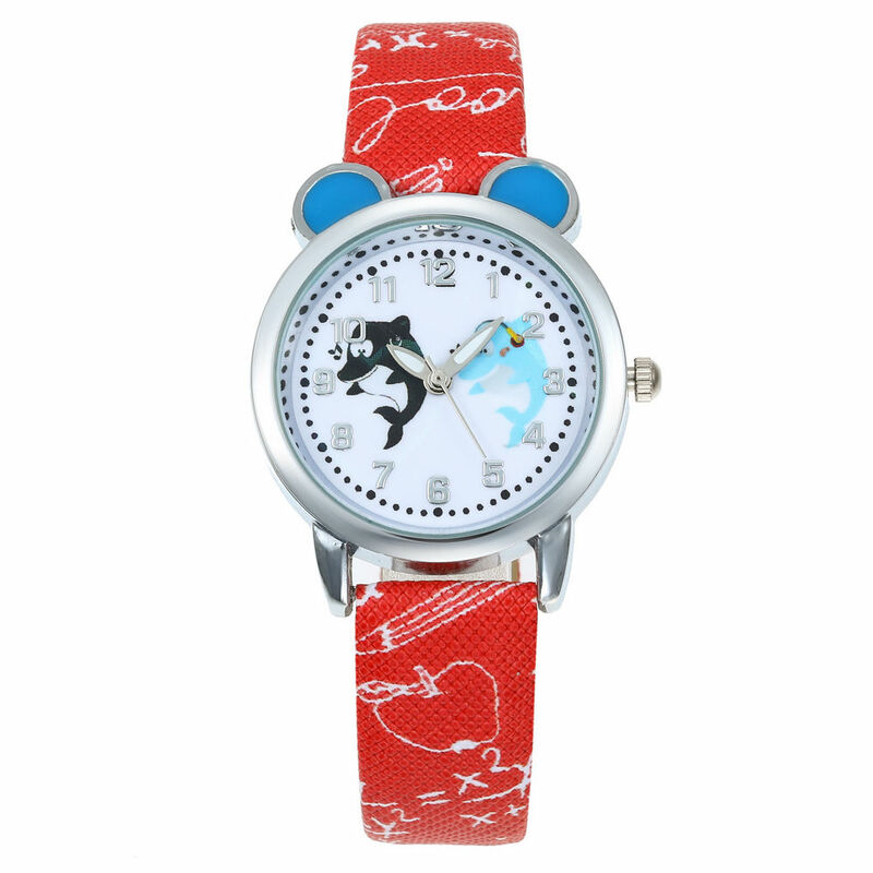 สไตล์ใหม่ Dolphin นาฬิกาเด็กการ์ตูนคริสตัลนาฬิกาสำหรับเด็กผู้หญิงเด็กนักเรียนปลานาฬิกาเด็กน...