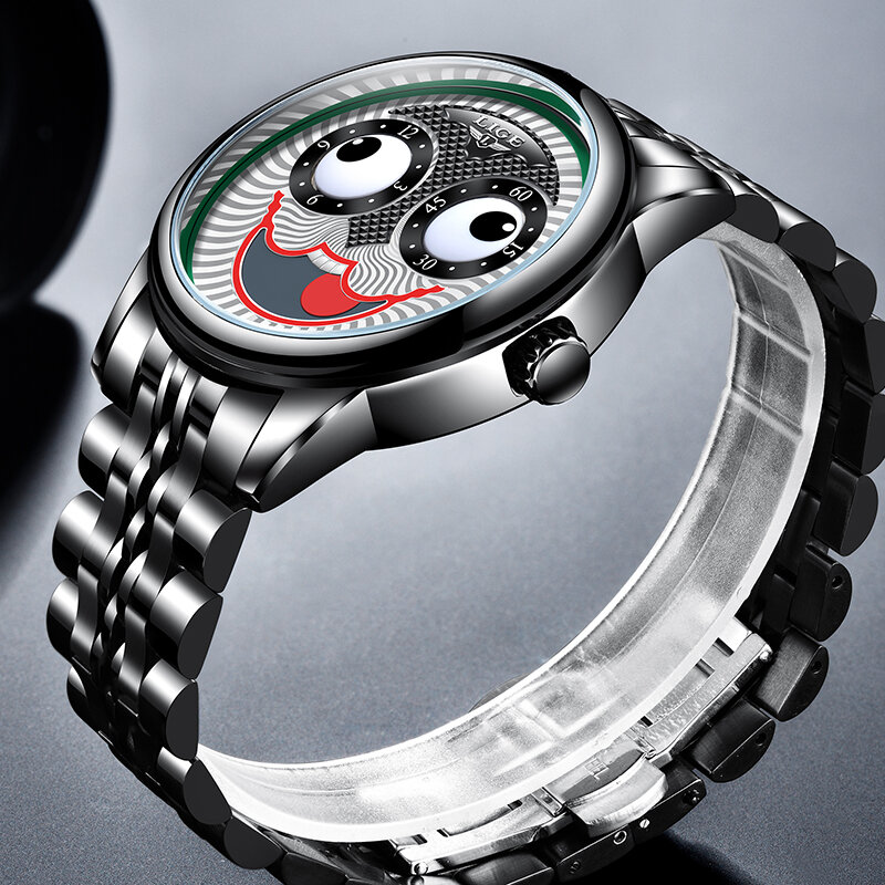 LIGE – montre de luxe automatique mécanique pour hommes, haut de gamme, nouveau design, personnalité, mode, montre-bracelet en acier inoxydable, boîte, 2021