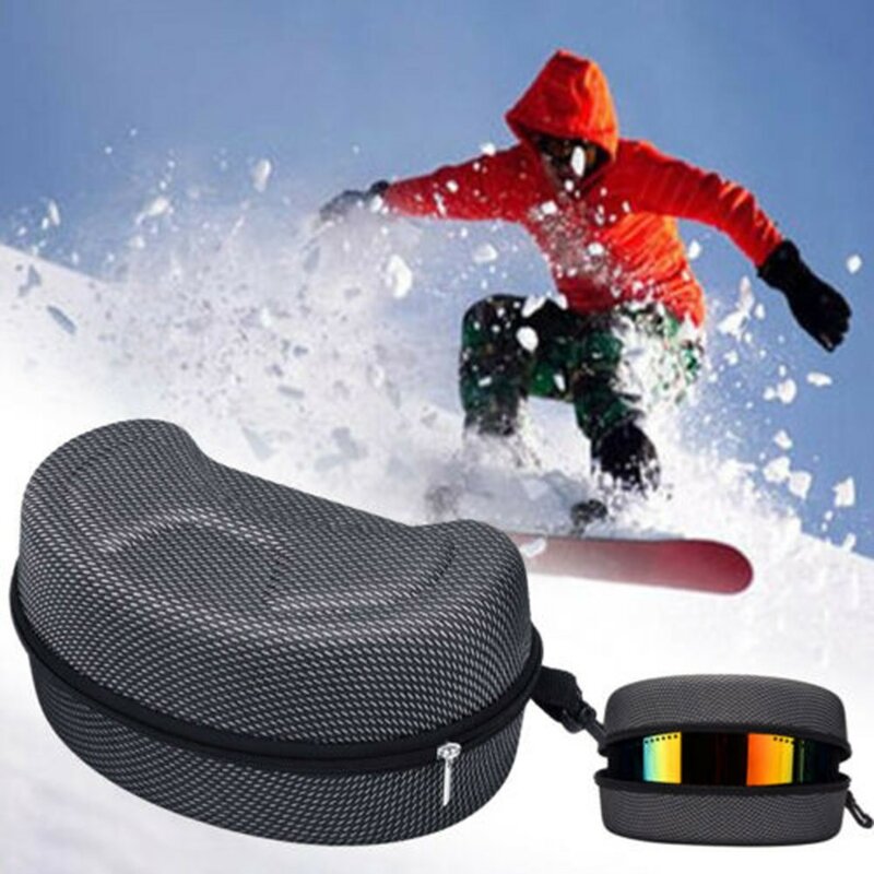 Caso de óculos de esqui de neve snowboard óculos de sol eva caso de transporte com zip rígido caixa transporte protetor