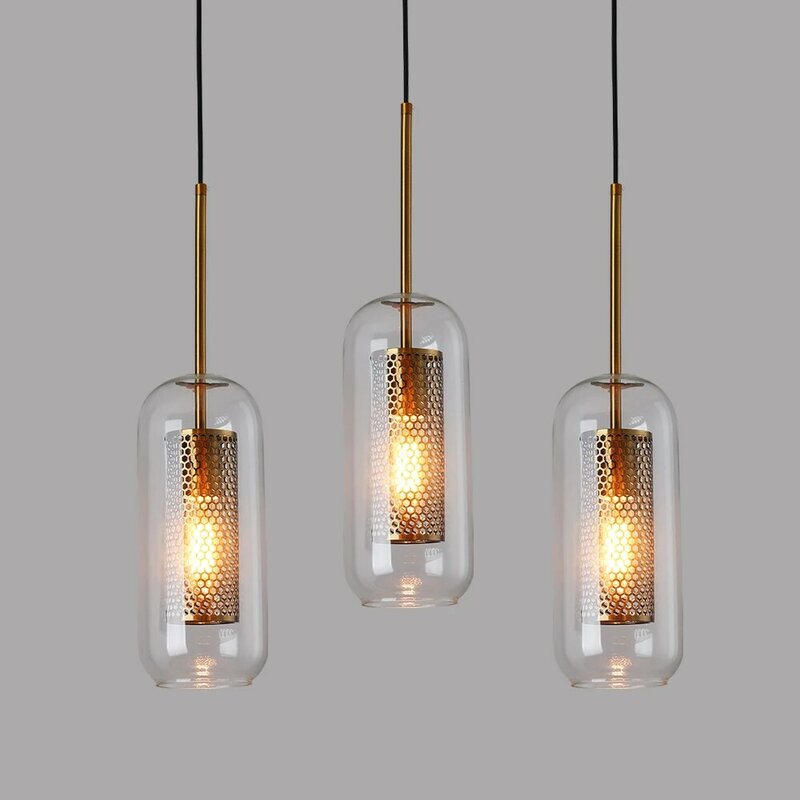 Modern retro glass pendant light  restaurant  pendant lamp hanging cord light  creative designer personality staircase lamps