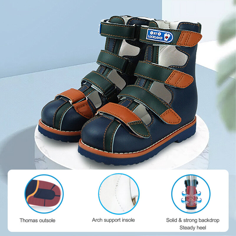 Sepatu Anak-anak Sandal Ortopedi Anak Laki-laki Musim Panas Antilicin Ringan High-Top Padat Hak Mantap Sepatu Pergelangan Kaki Klub