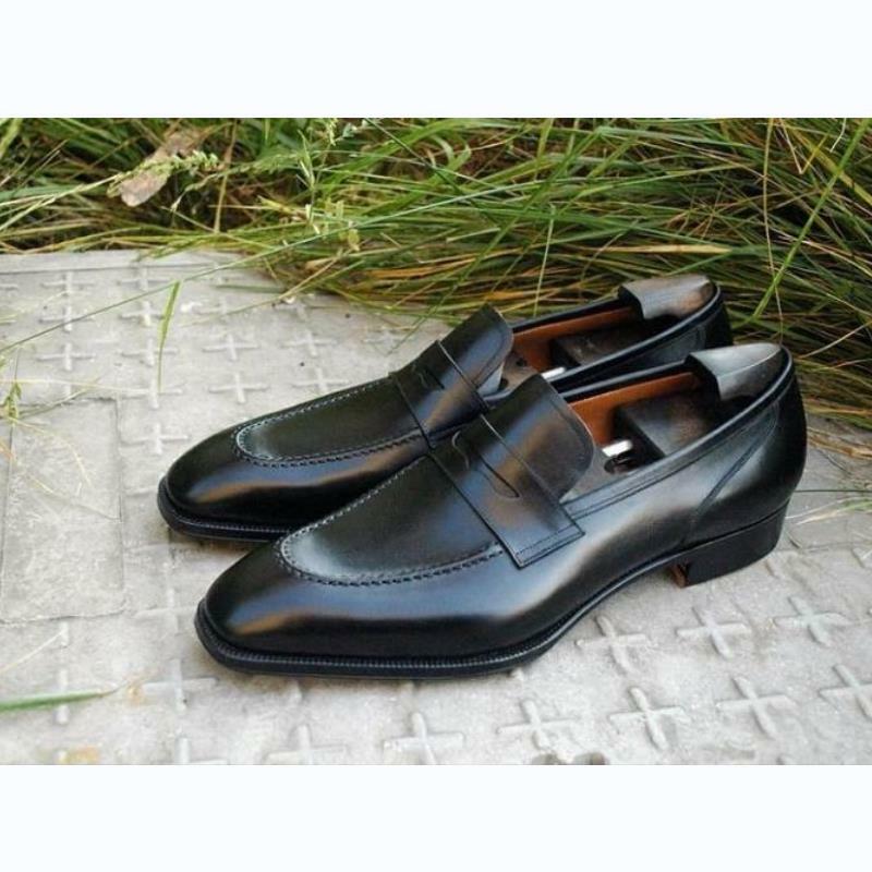 Zapatos de tacón bajo para hombre, calzado Formal clásico de cuero PU, a la moda, color negro, KS581