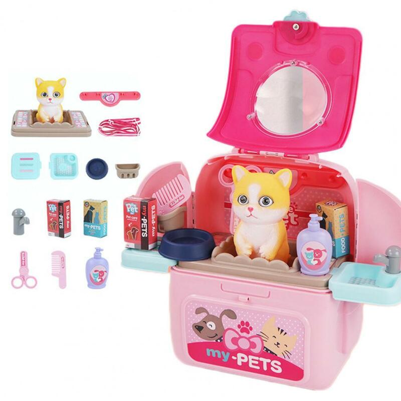 Pet Backpack Practical Exquisite Plastic Pretend Play Pet Care Set for Gifts Pet Backpack Toy
