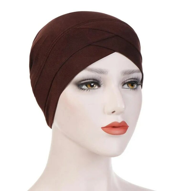 Chapeau Hijab pour femmes, Turban musulman indien, écharpe de couleur en coton, casquette extensible, Bandana, M I4p3