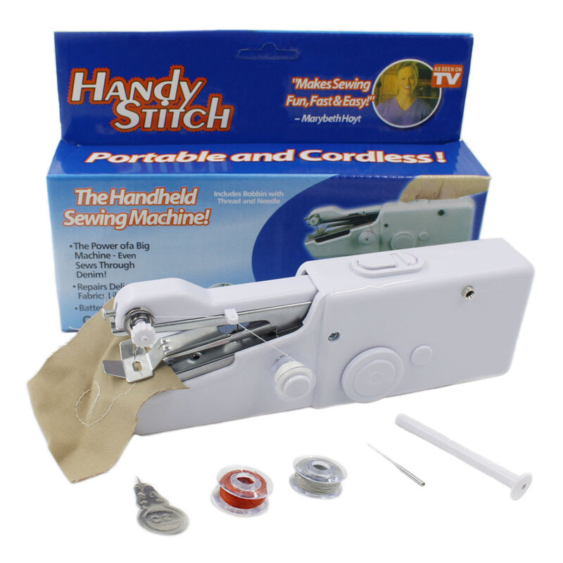 Mini ręczne maszyny do szycia Stitch Sew robótki ubrania bezprzewodowe tkaniny elektryczne maszyny do szycia zestaw ściegów