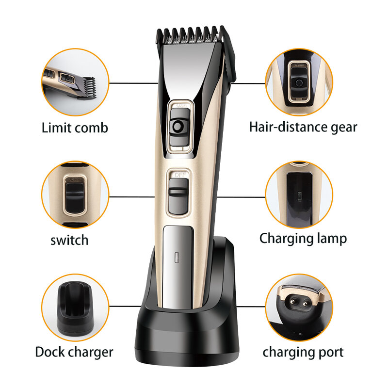 Surker-cortadora de pelo eléctrica profesional para el hogar, máquina de corte de pelo de 0,8-12mm, afeitadora de barbero para hombres