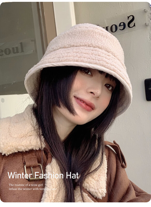 Yang gao mao kapelusz kobieta popularna marka jesień i zima koreański styl wszystkie pasujące Vintage wyraźne twarz małe wiaderko Cap