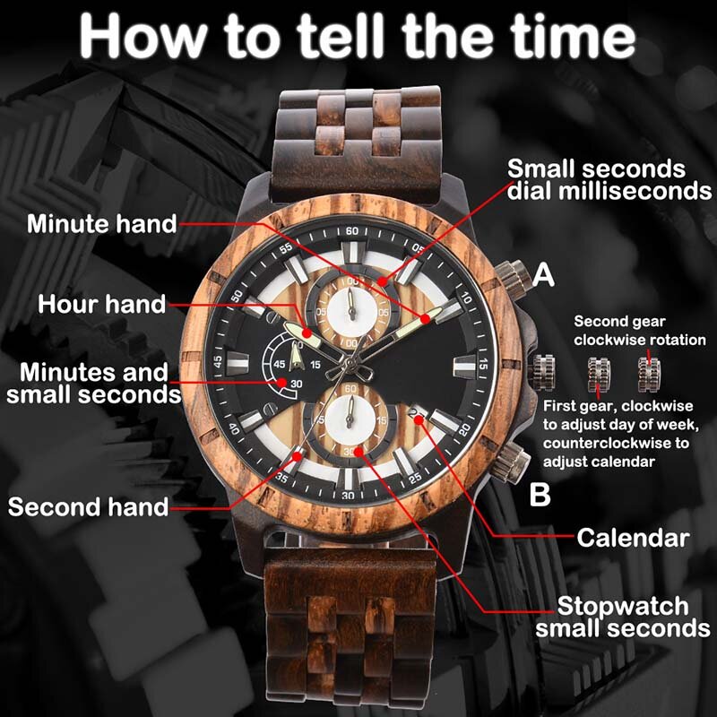 Деревянные многофункциональные деловые мужские наручные часы SHIFENMEI, мужские кварцевые часы с Лунной фазой, календарем