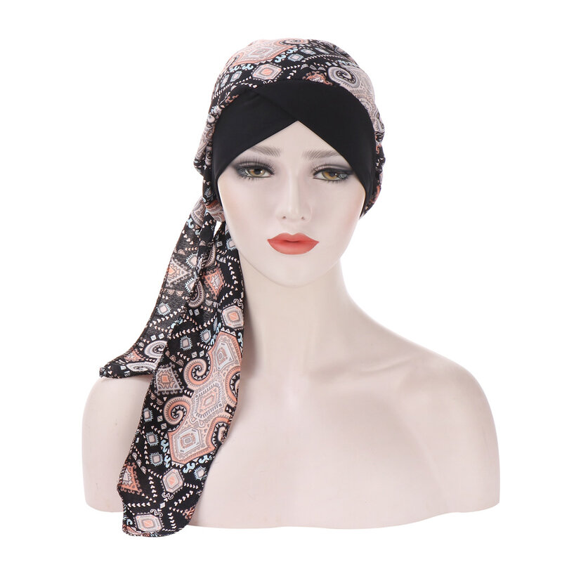พิมพ์ผู้หญิงภายในHijabsมุสลิมหัวผ้าพันคอBonnetอิสลามสุภาพสตรีWrapภายใต้HijabหมวกHijab Underscarfหมวก