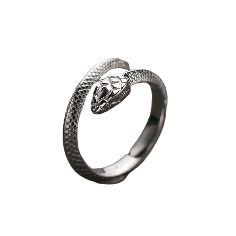 Gorąca sprzedaż S925 srebrny pierścień męski modny prosty spersonalizowany pierścień pojedynczy Retro władcze wąż palec wskazujący pierścień