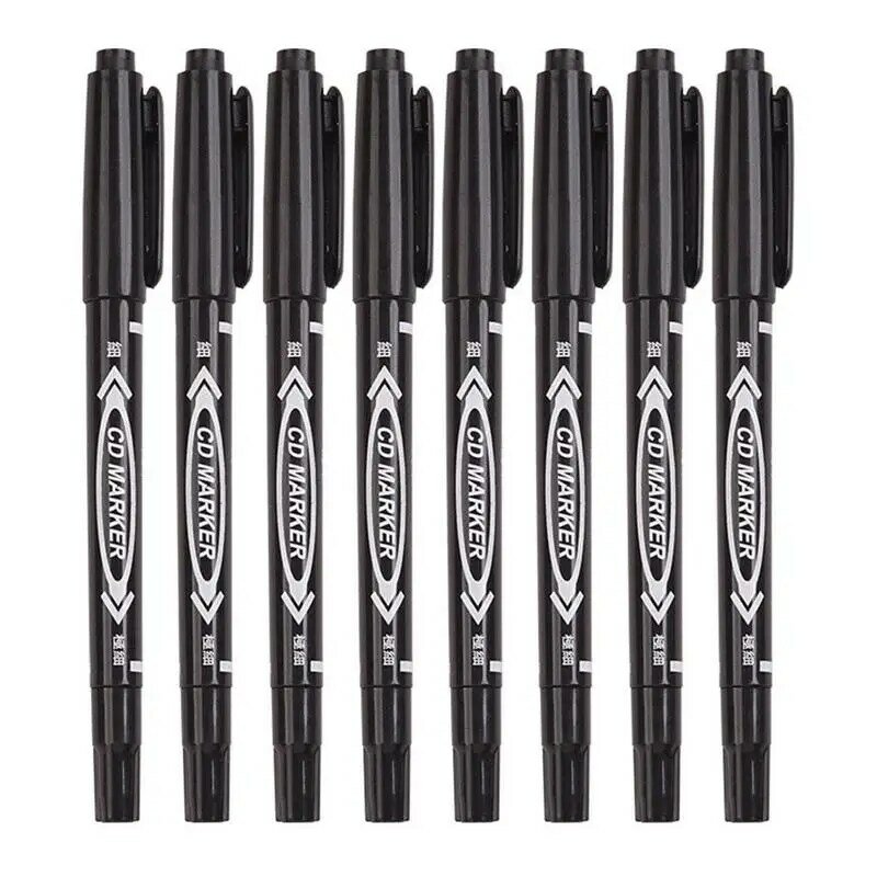 1Pc Twin Tip Permanente Marker Pen Fijne Punt Waterdichte Zwarte Inkt Dunne Nib Nib Ruwe Inkt 0.5Mm-2Mm Fijne Pen